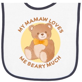 inktastic My Mamaw Loves Me Beary Much Baby Terry Cloth Bib White and Navy 4625c