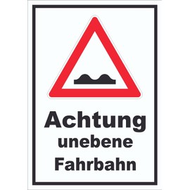 HB-Druck Warning Uneven Roadway Sign A4 (210 x 297 mm)