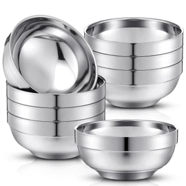 Funnymoom 8 Pack 24 oz Stainless Steel Bowls Double Walled Insulated Soup Bowls Ice Cream Bowls Metal Mixing Bowls Nesting Bowls for Serving Soup Rice Cereal