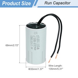 PATIKIL CBB60 15uF Running Capacitors, AC 450V 2 Wires 50/60Hz Cylinder 69x35mm for Water Pumps, Washing Machines Motor Start,2Set