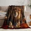 Decorative Lion Throw Blanket, Fuzzy Soft Cozy Flannel Blanket for