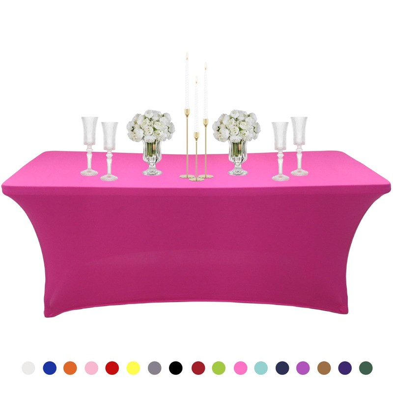 6ft Spandex Tablecloths Stretchable Tablecloth Hot Pink for Rectangle Table,Washable