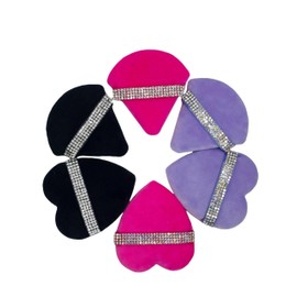 6pcs Rhinestone Powder Puffs, ButiFlora Wet & Dry Triangle & Heart-Shaped Rhinestone Puff for Makeup Setting/Concealer/Loose Powder/Foundation Makeup puffs (Dark Colors)