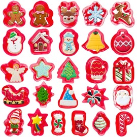 Mini Christmas Cookie Cutters Set 26 Pieces Mini Christmas Cookie Cutters Plastic Gingerbread Man Tree Snowman Reindeer Santa Claus Snowflake Candy Cane and More