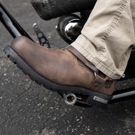 Milwaukee Leather Men's Classic 11-Inch Dark Brown Leather Harness Square Toe Motorcycle Boots MBM9062-10.5