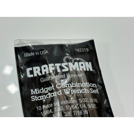 Craftsman NEW Craftsman Tools USA 10pc 42319 SAE Midget Ignition Wrench Set Original Pouch