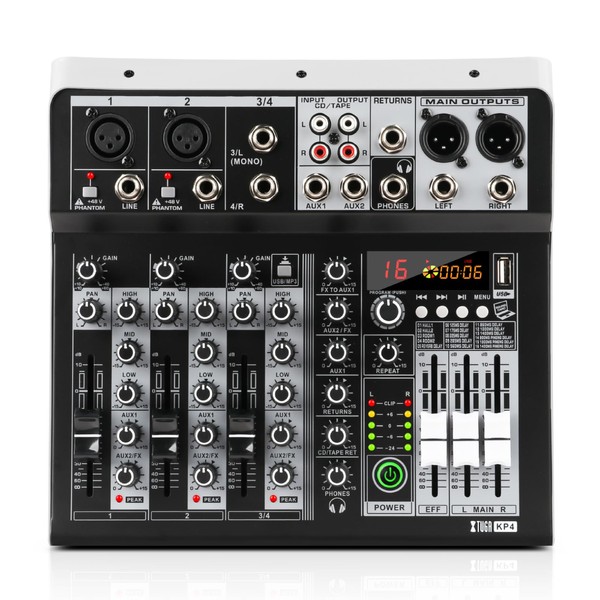 XTUGA KP4 4 Channel Audio Mixer, 16-Bit DSP Effect USB