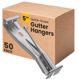 Bulder Quick-Screw 5" Gutter Hangers - Heavy Duty Hidden Gutter Brackets with Pre-Assembled Inserted Gutter Screws - Rain Gutter Parts and Accessories to Fix or Repair Sagging Rain Gutters (50 Count)