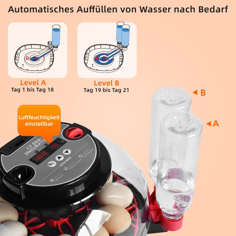 Fully Automatic Egg Incubator 12 Eggs with Water Supply, Automatic