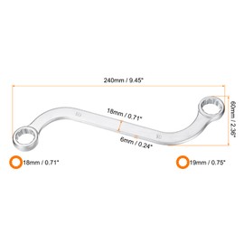 HARFINGTON S-Style Box Wrench Metric 18mm x 19mm 12-Point Carbon Steel Double End S-Shaped Ratcheting Wrench S Box Wrenches Tools for Repairs