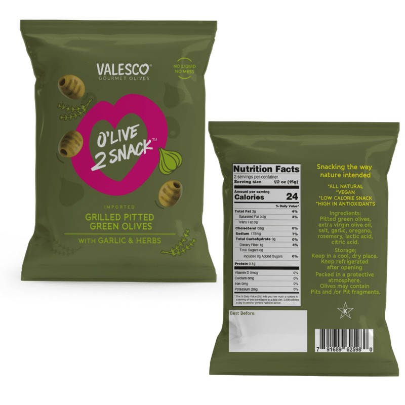 Valesco, O'Live 2 Snack Pitted Olives Variety Pack, 6 Flavors,