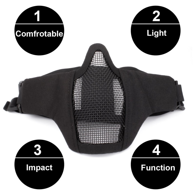 GES Foldable Tactical Half Face Mask Outdoor Mask Protective Mesh