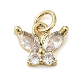 KitBeads 15Pcs Cubic Zirconia Butterfly Charms Insect Clear Rhinestone Charms Brass Gold Plated Butterfly Shaped Charms for Jewelry Making Necklaces Earrings
