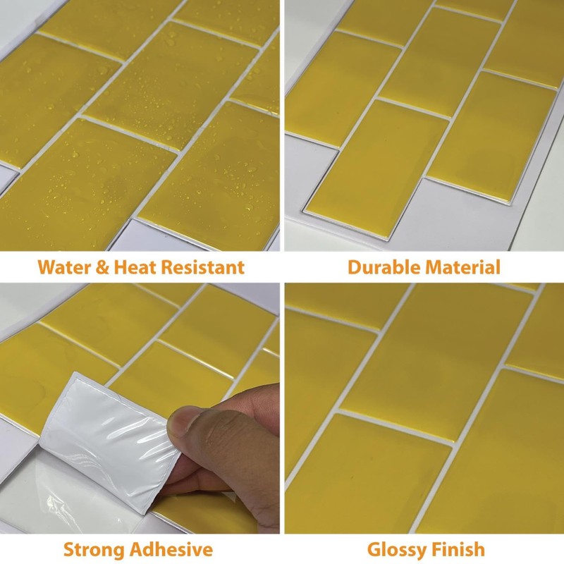 WALPLUS 3D Tile Stickers Peel and Stick Backsplash Splashback Decals