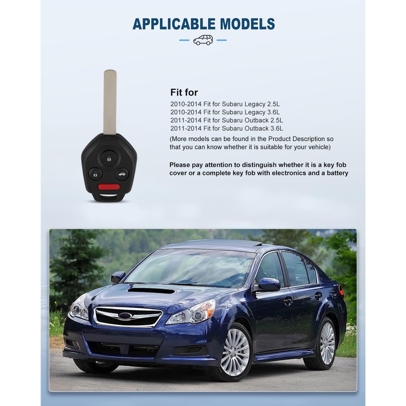 ECCPP X 1 Uncut Keyless Entry Remote Key Fob Replacement