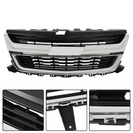 Silscvtt Front Bumper Hood Grille Upper Black and Chrome Replacement for Colorado 2015-2020 84408363