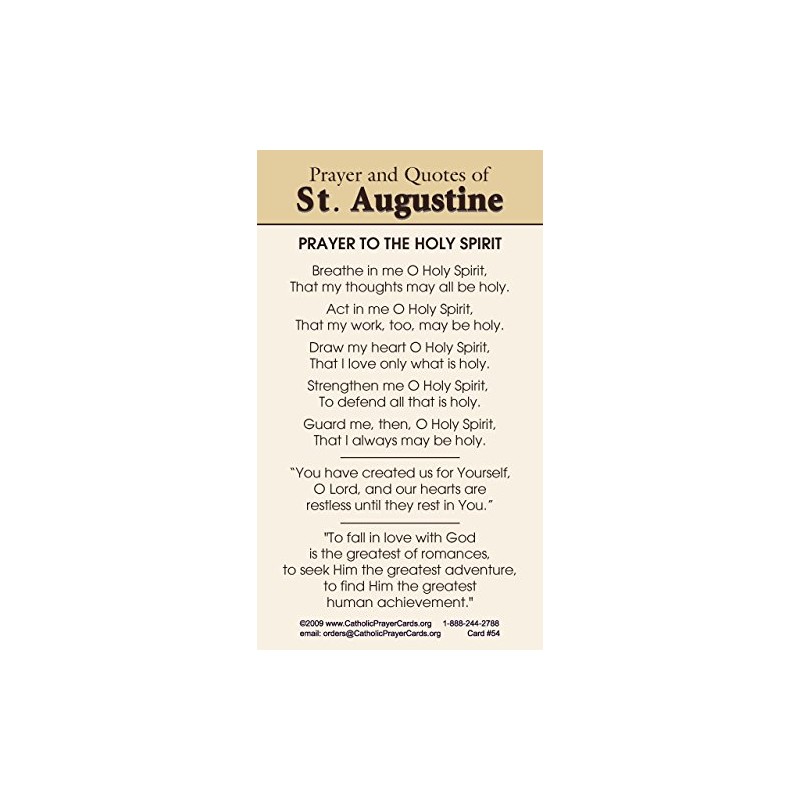 St. Augustine LAMINATED prayer card (5-pack)