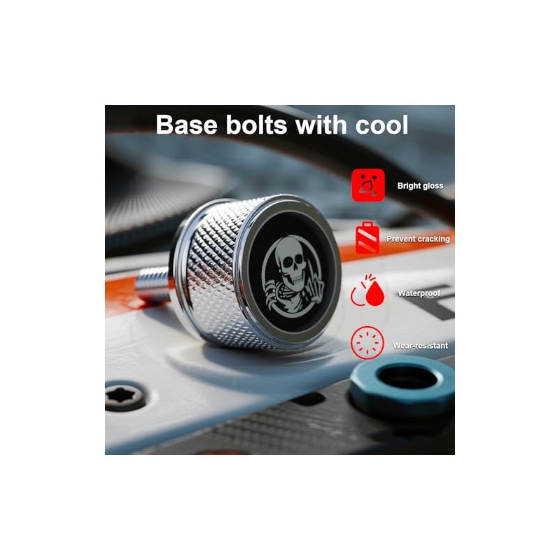 Motorcycle Rear Mudguard Seat Screw, Skull Design 1/4"-20 Thread Seat