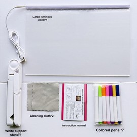 LED Message Board 7 Colors Pen,Acrylic Erase Board with Light,Glowing Acrylic LED Note Boards,Light up Dry Erase Boards with Adjustable Stand,Colorful Led M/essage B/oard,Rewritable M/essage B/oard