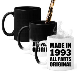 Designsify Gifts, 32nd Birthday Made in 1993 All Parts Original, 11oz Color Changing Mug Ceramic Heat Sensitive Magic Tea-Cup, for Anniversary Mom Dad Parents Fathers Mothers Day Party, to Men Women