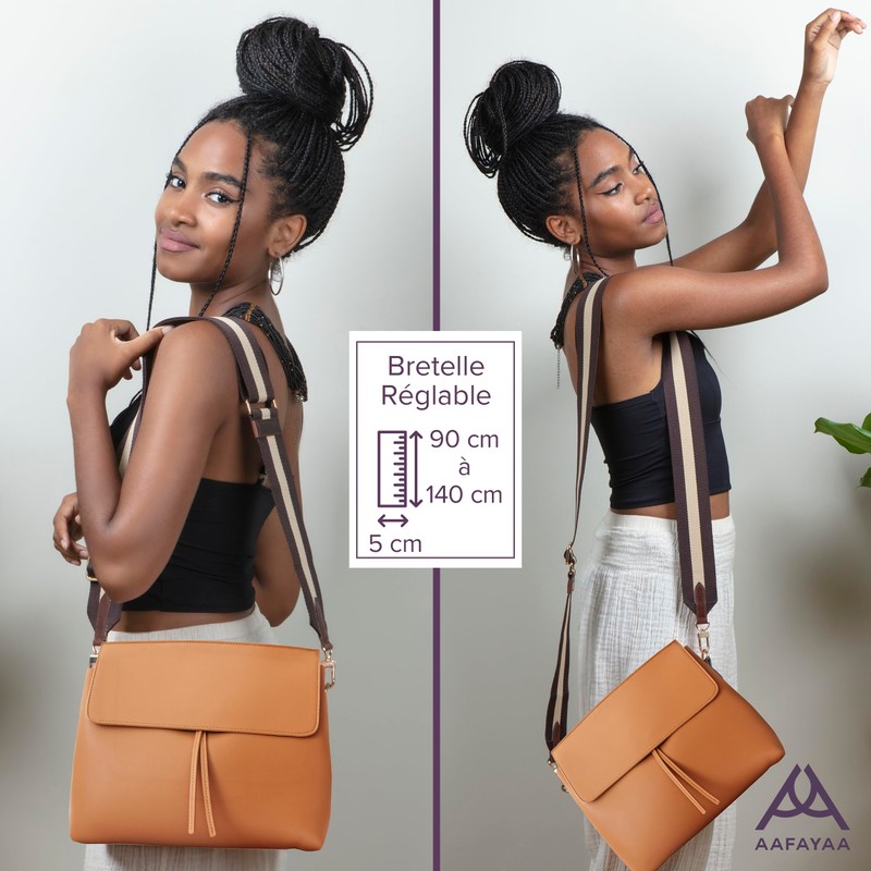 AAFAYAA Adjustable shoulder strap for bag (brown & beige)