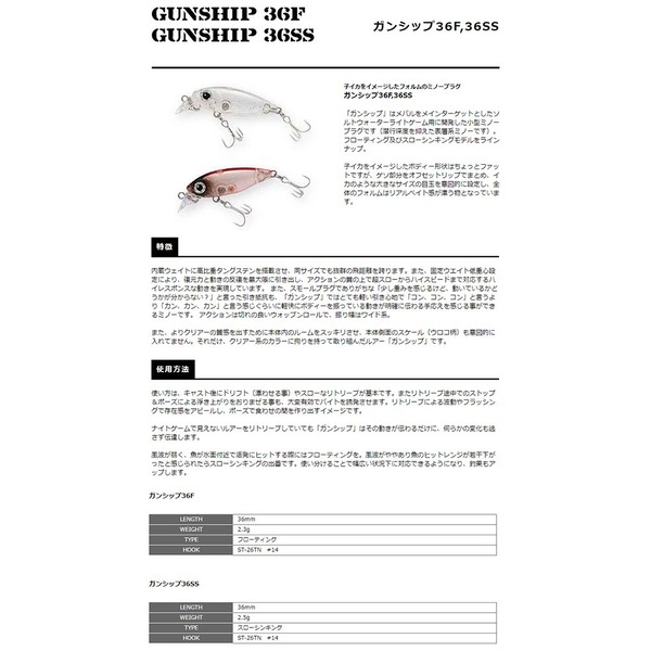 SMITH LTD Minnow Gunship F 0.08 oz (2.3 g) 36mm Yozakura #8 Lure