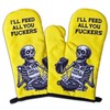 GOSJINNK 2 Pcs Funny Skeleton Oven Mitts I'll Feed All