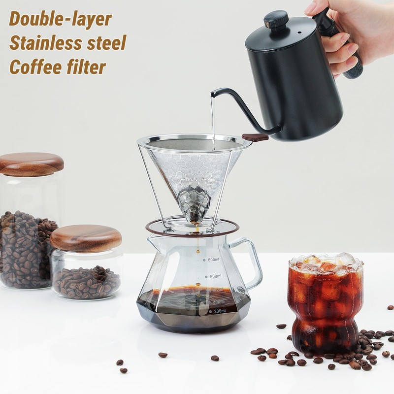 Pour Over Coffee Filter, CHDEXU Stainless Steel Coffee Dripper with