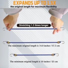 Zoyiancy 25Pcs Small Bungee Cords with Hooks, Mini Elastic Bungee Cords, 10” Short Tie Down Straps with 2 Boxes for Luggage Bikes Camping Tools (5 Style Polka Dot Color)