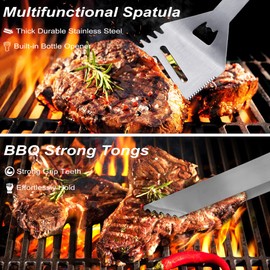 POLIGO 26PCS Grill Accessories for Outdoor Grill Utensils Set Stainless Steel BBQ Tools Grilling Tools Set for Christmas Birthday Presents, Barbecue Accessories Kit Ideal Grilling Gifts for Men Women