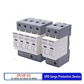 JDIME AC SPD Surge Protection 2P 3P 4P 10〜20KA/20〜40KA /30KA〜60KA House Lightning Protector Low-Voltage Arrester Protective Device (Color : 2P, Size : 10-20KA)