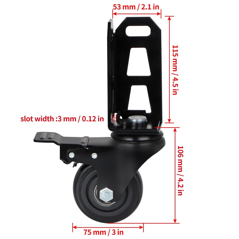 Chegulu 3" Storage Rack Caster Wheels, Storage Shelf Accessories Fit