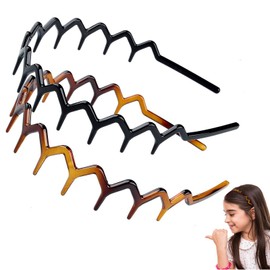 2pcs Zig Zag Headbands, Plastic Sharks Tooth Hair Comb Headband Toothed Hair Hoops Hair Accessory for Women Girls Lady (Each Color 1pc)