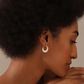 LeCalla 925 Sterling Silver Hoop Earrings for Women | Hypoallergenic Small Swirl Textured Round Circle Click-Top Hoop Earrings - 20MM