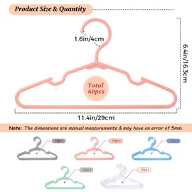 100 Pack Mix Color Kids Hangers 11.6 Inch - Baby Clothes Hangers for Toddler & Child, Durable Plastic Children's Hangers for Closet, Pants, Coats, Skirts (Non-Slip, Space-Saving)