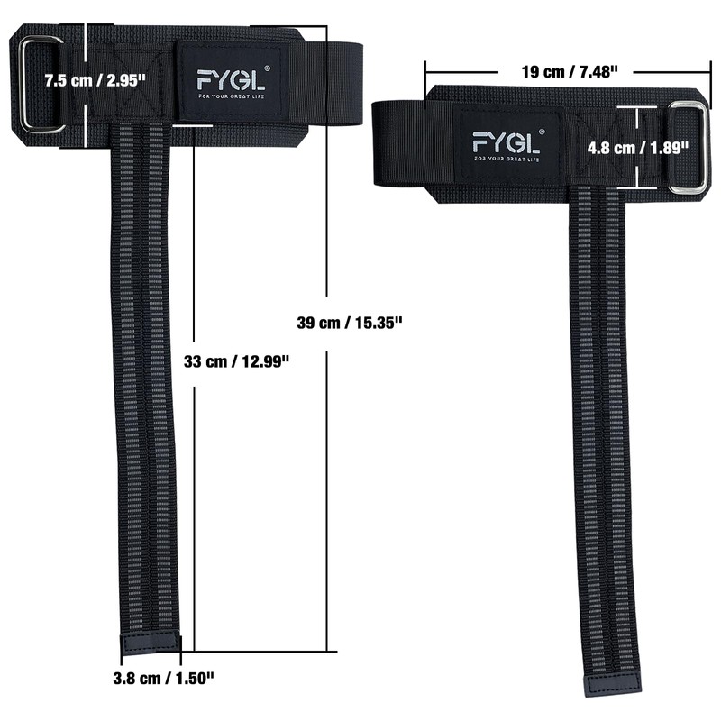 FYGL Lifting-Straps - Neoprene Padded Wrist-Wraps with Nylon Dura Grip