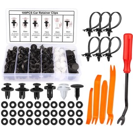 xuanli NEW Universal Car Push Rivet Set for Toyota, Nissan, Daihatsu Plastic Trim and Lining Clips, 100pcs + Removal Tool Included (6 Types)