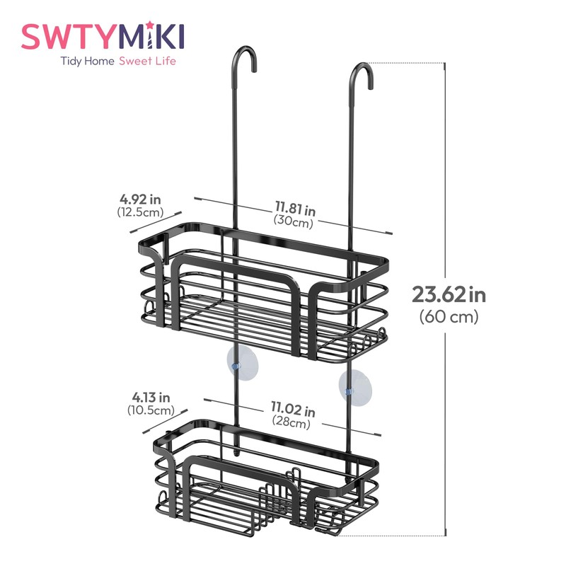 SWTYMIKI Shower Caddy Hanging Organizer - Over the Door Shower