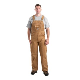 Berne Men's Vintage Unlined Washed Duck Bib Overall, 34 x 32, Regular, Brown Duck