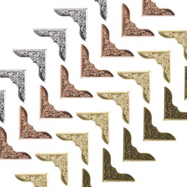 URROMA 160pcs Metal Book Corners Small Book Corner Protector Iron Corner Triangle Decorative Trim Vintage Album Corners for Scrapbooking Menus 4 Colors