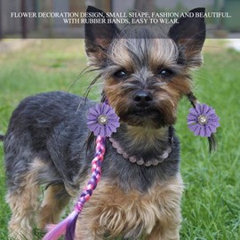 25Pcs Pet Dog Hair Bows, Cute Flower Grooming Design Bows Bow-Knot with Rubber Bands Grooming Hair Accessories Christmas Decoration