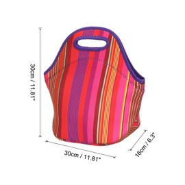 PATIKIL Insulated Lunch Bag, Neoprene Lunch Tote Bag Thermal Portable Lunch Box Food Container with Shoulder Strap for Work Office Picnic Outdoor, Thin Vertical Stripe Pattern