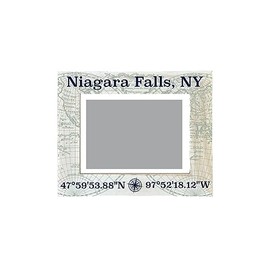 R and R Imports Niagara Falls New York Souvenir Wooden Photo Frame Compass Coordinates Design Matted to 4 x 6
