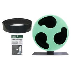 Exotic Nutrition Silent Runner Glow Wheel + Sandy Track + Cage Attachment - Glow in The Dark Pet Exercise Wheel - Sugar Gliders, Hamsters, Rats, Mice, & Other Nocturnal Animals