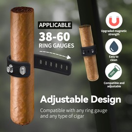 ROWFEN Cigar Holder for Golf Cart - Convenient Cigar Holder with Magnet and Adjustable Design - Hands-Free Magnetic Cigar Holder for Golfing, Grilling, Fishing, Travel, and Outdoor Adventures (Black)