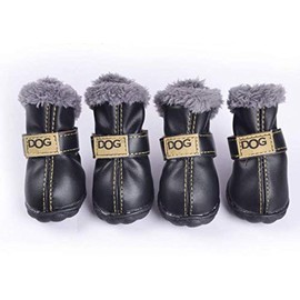 Pihappy Warm Winter Little Pet Dog Boots Skidproof Soft Snow Play Anti-Slip Sole Paw Protectors Small Puppy Shoes 4PCS