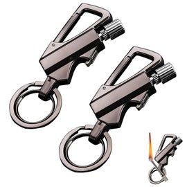 Permanent Match Infinity Lighter, Keychain Lighter with Multitool Keychain Bottle Opener, Reusable Matchstick, Forever Match for Outdoor Survival (Black*2)