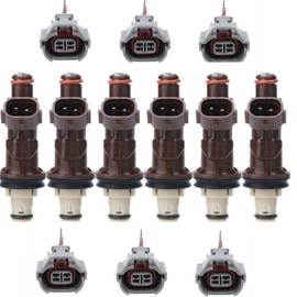 IXGKHC - Juego de 6 piezas de inyector de combustible con conector de arnés de enchufe de cable de coleta 23250-62040 de repuesto para Toyota Tacoma Tundra 4Runner V6 3.4L