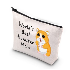 PLITI Hamster Makeup Bag World's Best Hamster Mom Hamster Lover Gift Hamster Mom Gift Hamster Mom Gift(Hamster mom Best BU)