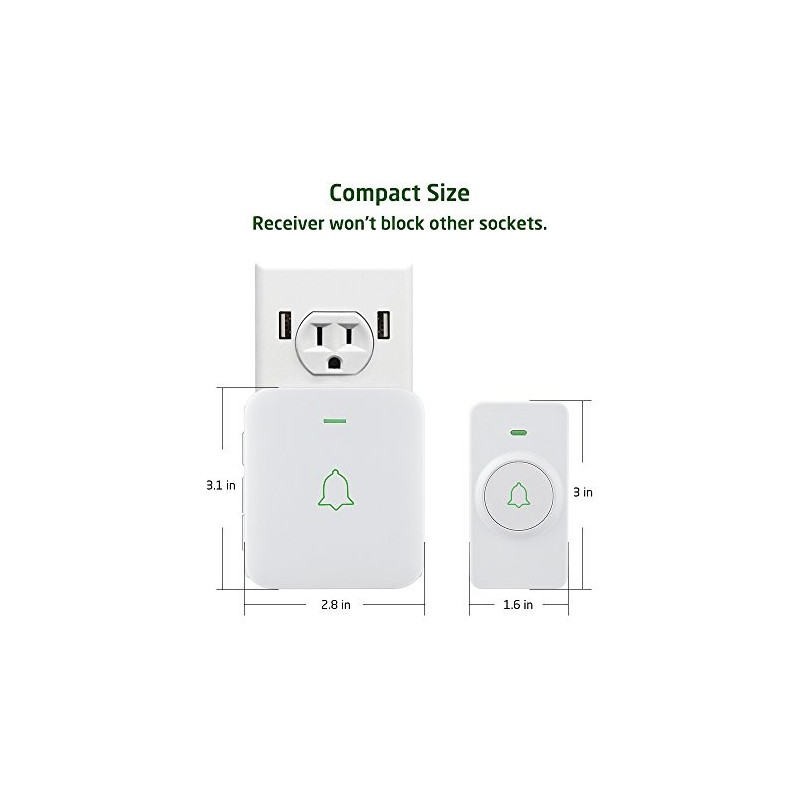Avantek Wireless Doorbell, Mini Waterproof Door Bell Chime Operating A